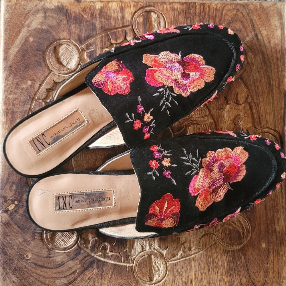 Floral Embroidery Slip Ons